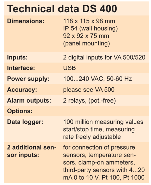 Thông số DS 400 CS Instruments