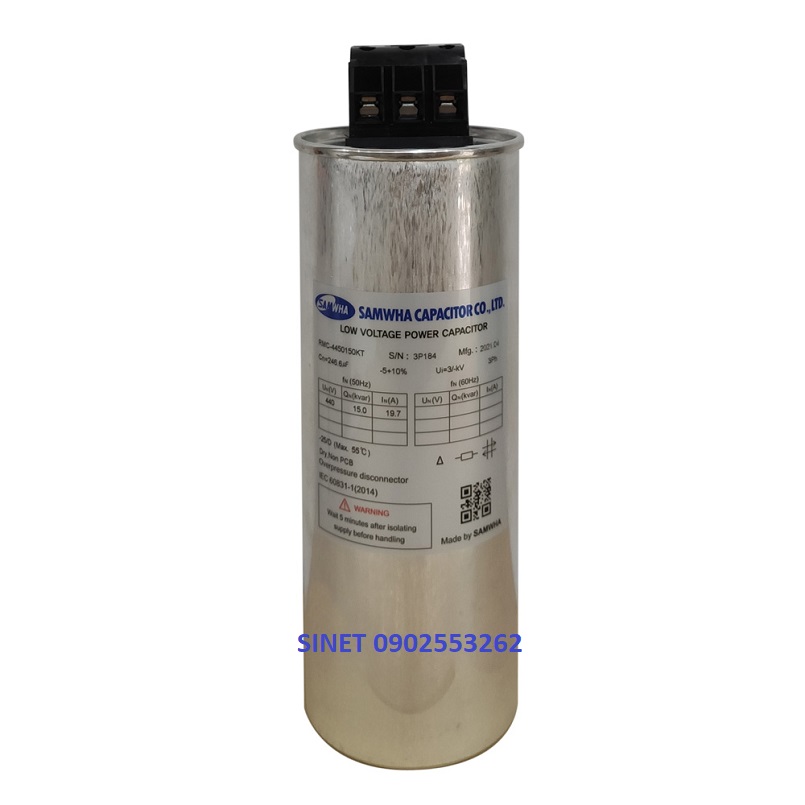 Tụ bù Samwha 15kVAr 3P 440V RMC-4450150KT