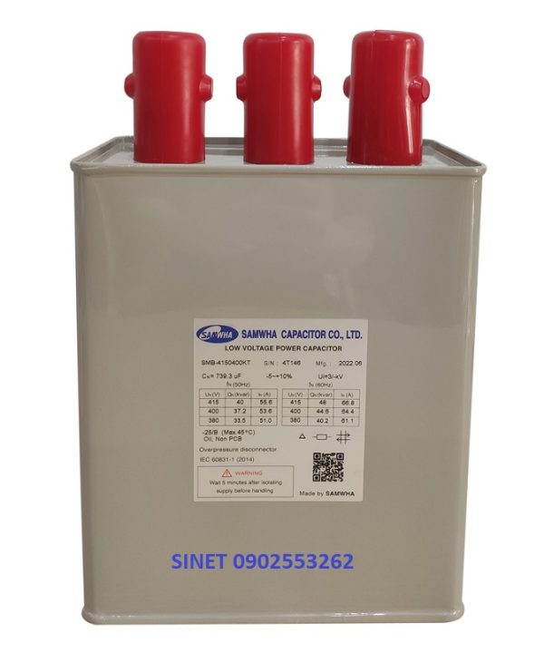 Tụ bù Samwha 25kVAr 3P 415V SMB-4150250KT