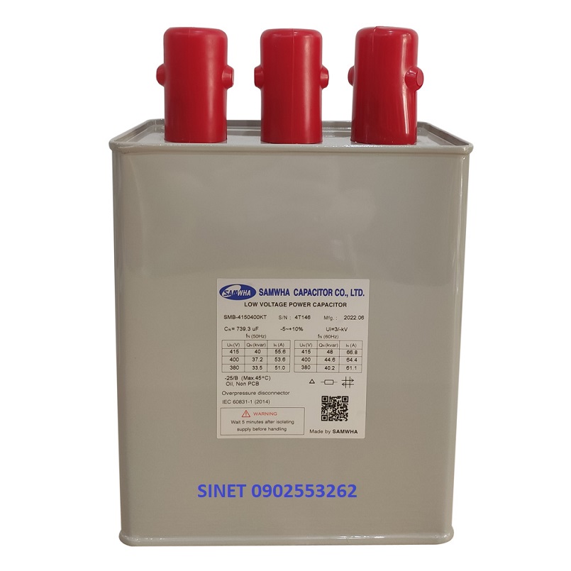 Tụ bù Samwha 25kVAr 3P 415V SMB-4150250KT