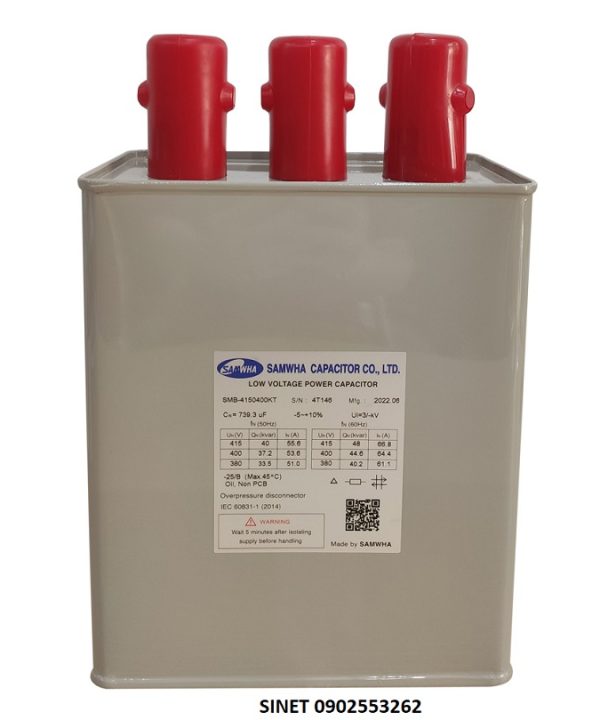 Tụ bù Samwha 30kVAr 3P 415V SMB-4150300KT